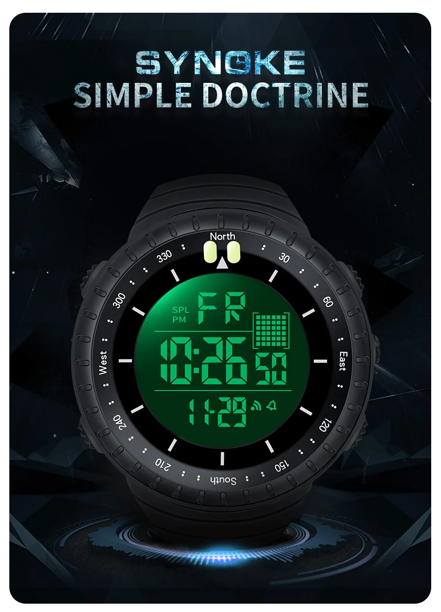 SYNOKE Outdoor Militär Digitale Uhr Für Männer Mode Retro Männer Uhr Sport Wasserdichte Männer Uhr Multifunktionale Schöne Männer – Detail 2