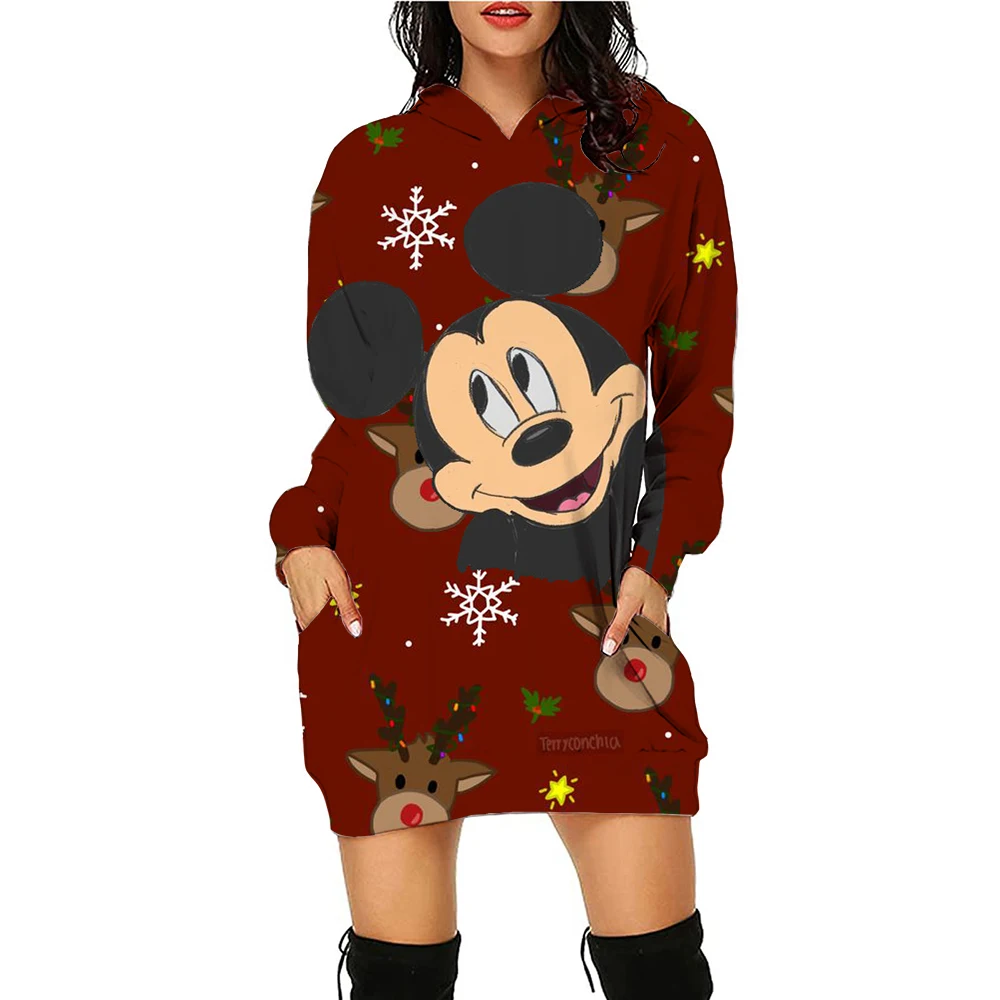 

Disney Minnie Mouse Women's Dress 3D Printed Fashion Christmas Autumn Hoodie Casual Sexy Dress Loose Kawaii Dress