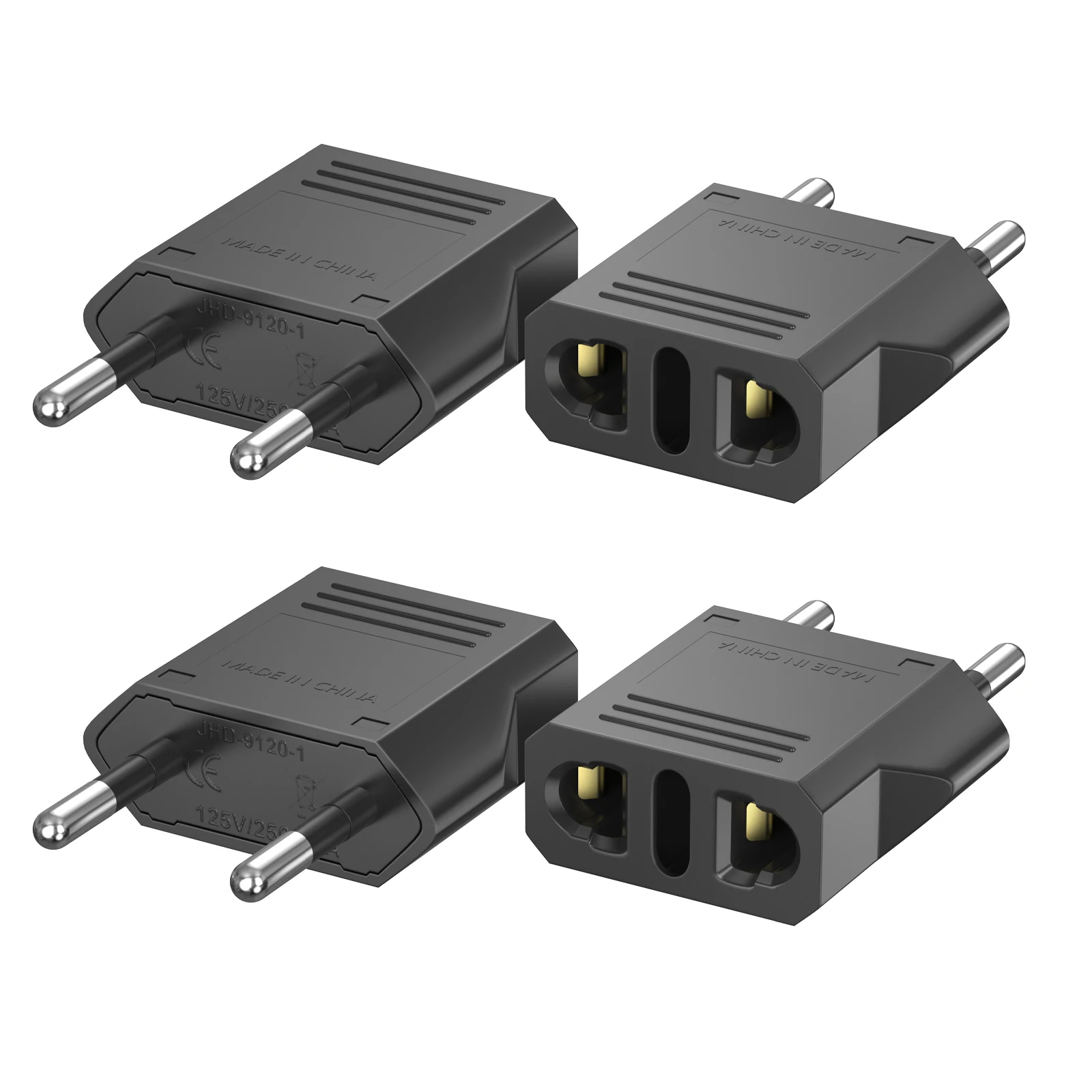 European travel adapter, European standard to American standard charging adapter, 6A safe current, portable travel essential