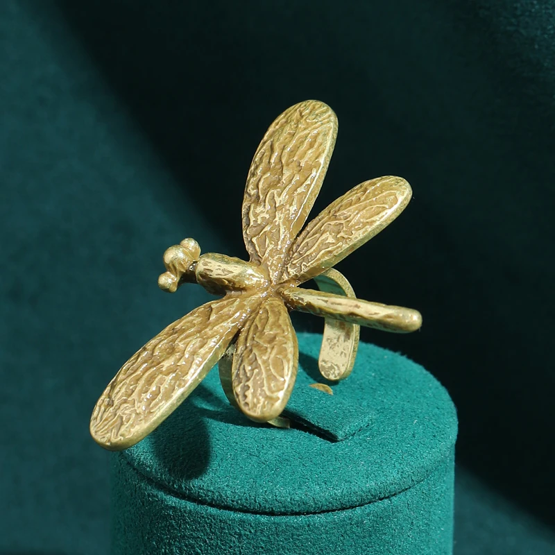 

Vintage Gold Plated Dragonfly Rings For Metal Luxury Brand Women Quality High Party Jewelry New 2026 Trend Festival Accessories