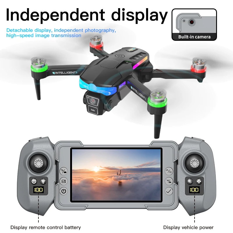 Drone pliable F177, avec double caméra HD, moteur sans balais, quadrirotor UAV, télécommande avec écran intégré de 4,3 pouces,