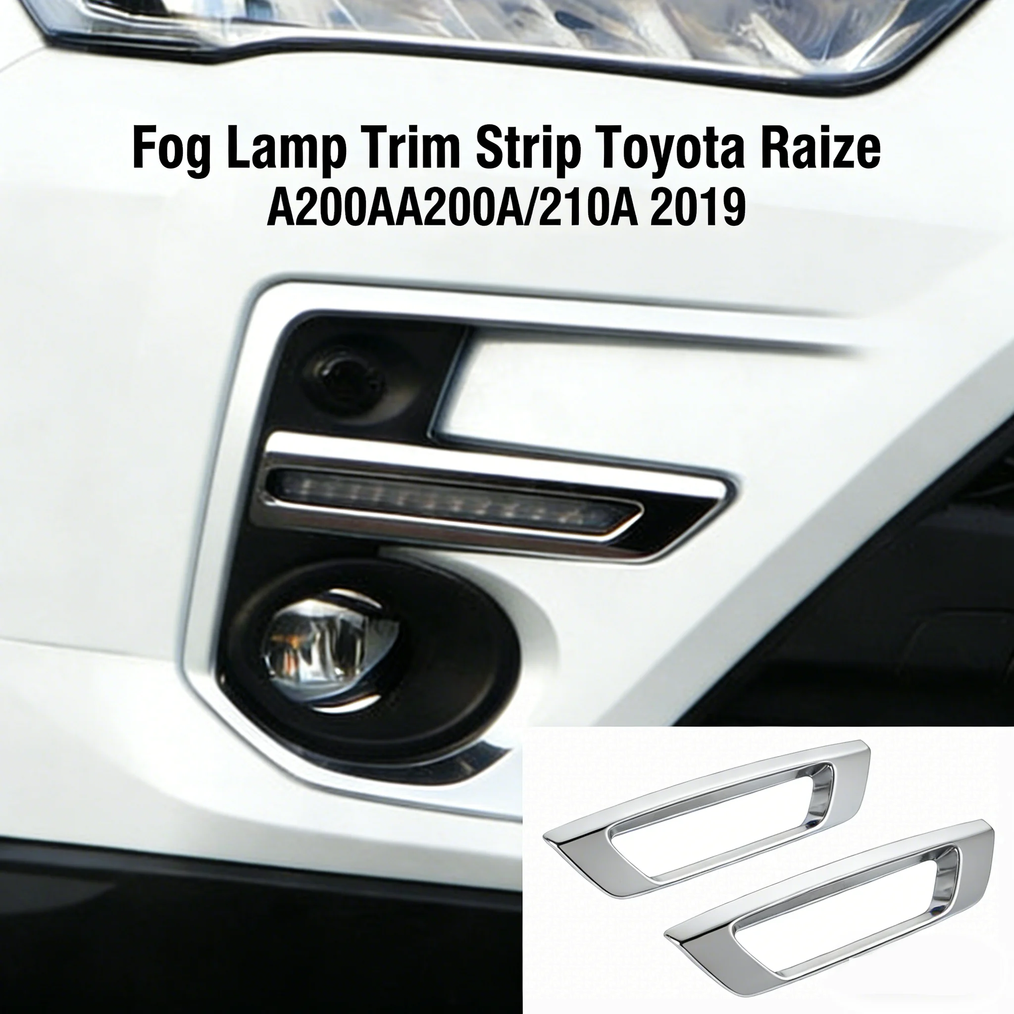 

Car Fog Lamp Cover Protector Trim Stainless Steel Decorative Bright Strip for Toyota Raize A200A/210A 2019