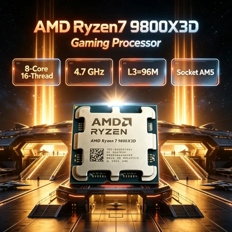 AMD Ryzen 7 9800X3D L3=96M R7 9800X3D Socket AM5 Gaming Processor DDR5 120W 8-Core 16-Thread 4NM 4.7GHz