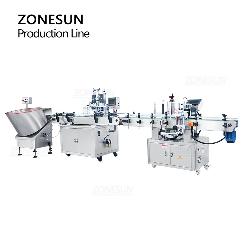 ZS-FAL180Z2 Linea di produzione automatica Tappatrice per bottiglie di liquido Etichettatrice Riempitrice per bottiglie Macchina confezionatrice con pompa magnetica