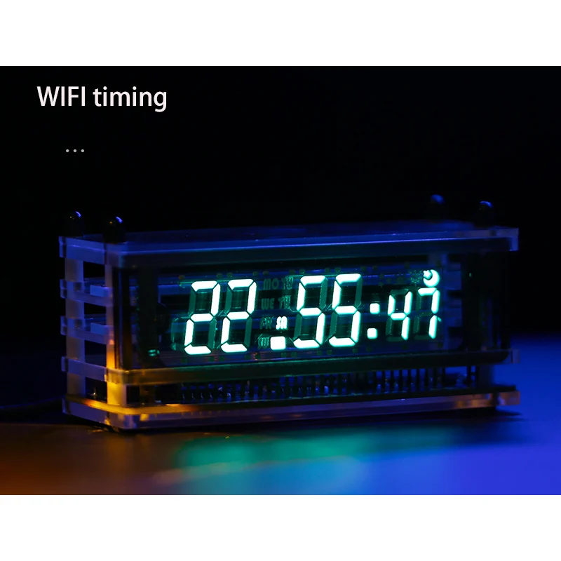 Transparent Screen Display Desktop VFD Clock BoyFriend Gift Digital LED Clock Creative Home Clock Ambient Light VFD Screen