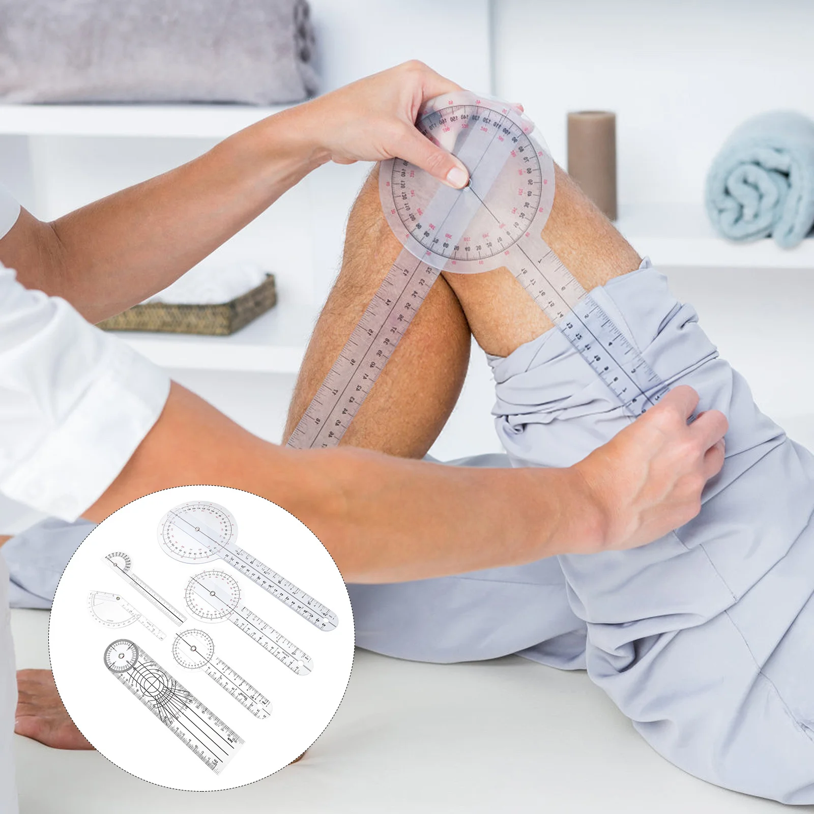 

6pcs Medical Goniometer Set Plastic Angle Protractor 360 Degree Rotary Spinal Goniometer Physical Therapy Tool Instrument