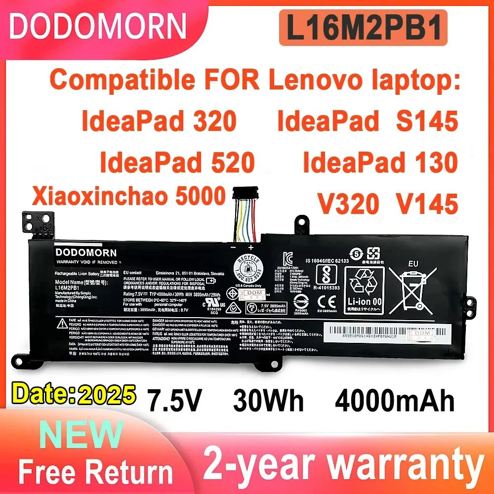 DODOMORN L16M2PB1 Laptop Battery For Lenovo Ideapad 320 s145 520 130 V320 V1 L17L2PF1 L17M2PB7 L16S2PB2 L16M2PB3 L16C2PB1