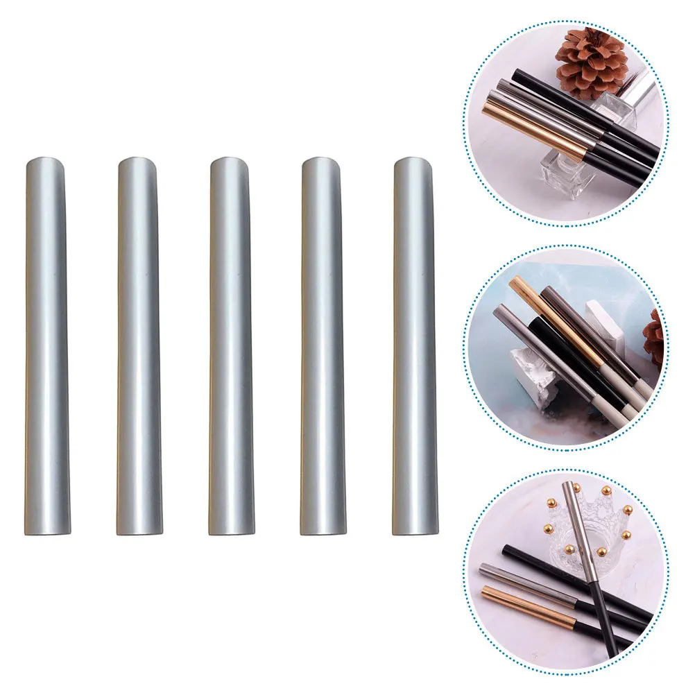 

5Pcs Metal Pen Caps Sealed Lightproof Zinc Alloy Nail Art Supply Decorative Manicure Pen Caps Nail Brush Cover