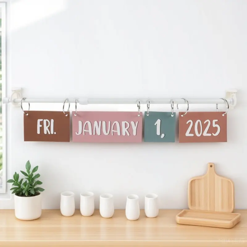 

1 Set Boho Flip Calendar Bulletin Board Classroom Hanging Decoration Date Cards 2025 to 2029 Colorful Classroom Organizer and