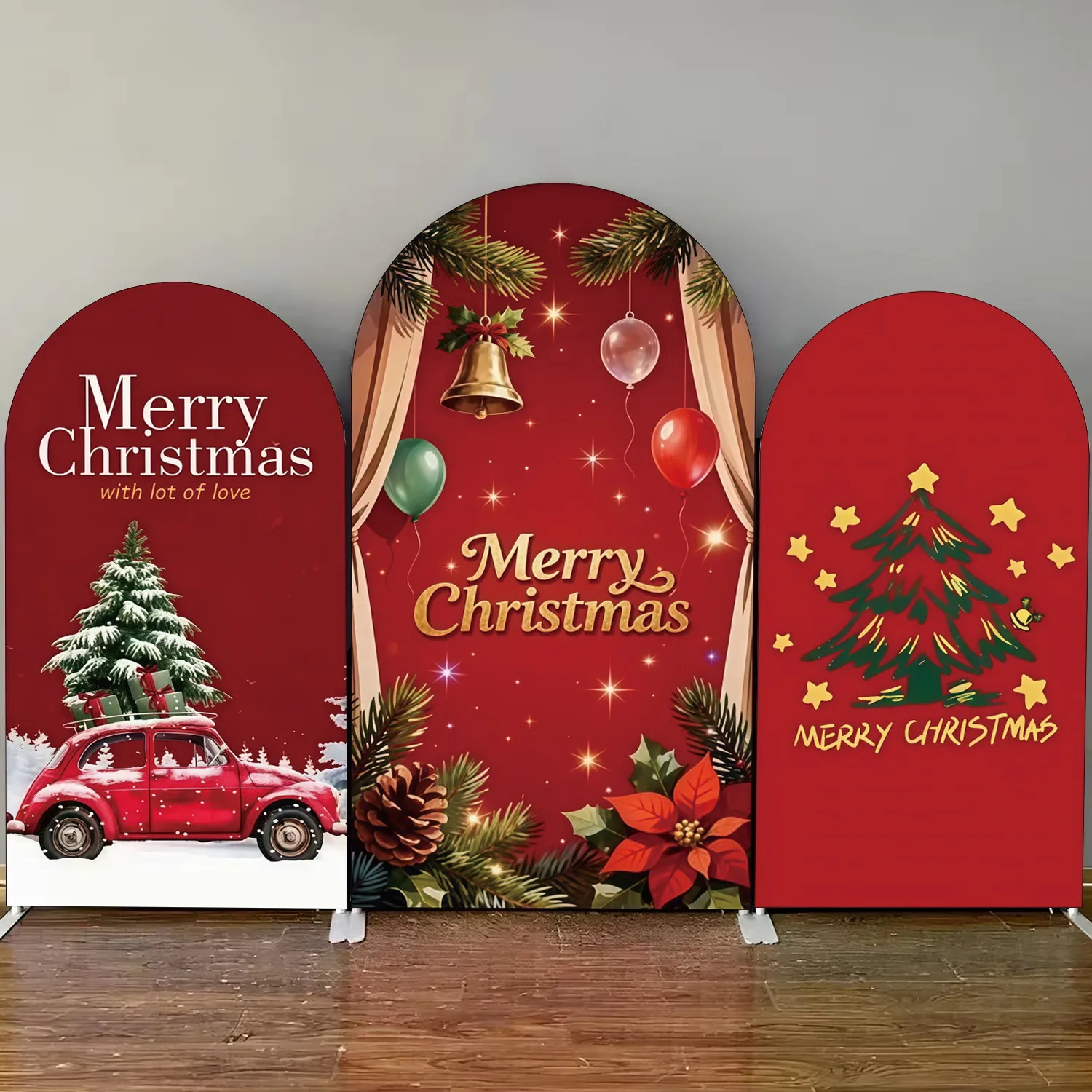 Merry Christmas Arch Covers Backdrop Xmas Tree Winter Snow Pine Tree Baby Shower Kids Birthday Party Festival Decor Background
