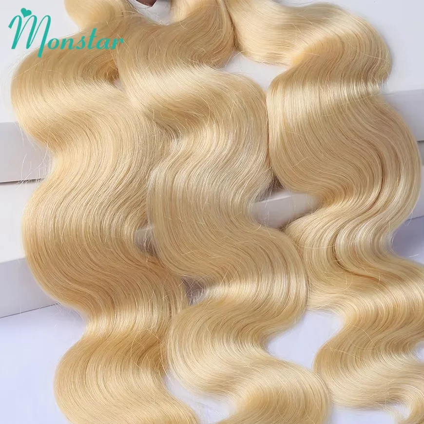 613 Blonde Body Wave Human Hair Bundles 100% Human Hair Extensions 34 36 38 40 Inch Remy Brazilian 1/3/4 Human Hair Bundles Deal