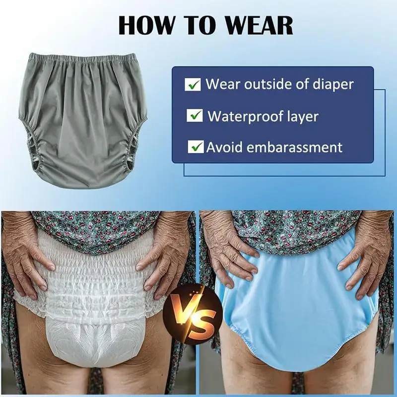 Adult Waterproof Swimming Pants Elderly Incontinence Cover Washable Reusable Care Leak Proof Pants