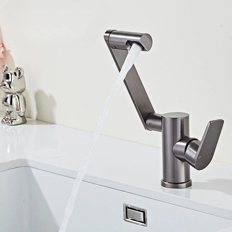 

Механический поворотный смеситель для раковины, смеситель для горячей и холодной воды, бытовой пистолет, серый смеситель для кухни, ванной комнаты, брызгозащищенный смеситель для воды