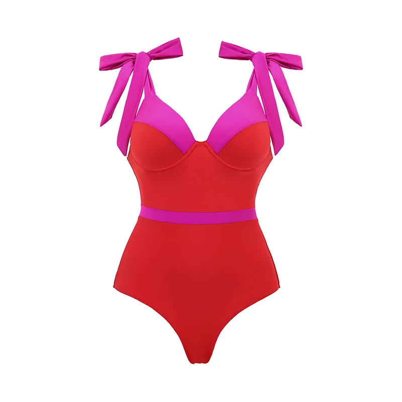 2Pcs Red Swimsuit With Long Skirt Sexy Women Bikini Push Up Swimwear Bandage Biquini Female Bathing Suit Slimming Beachwear