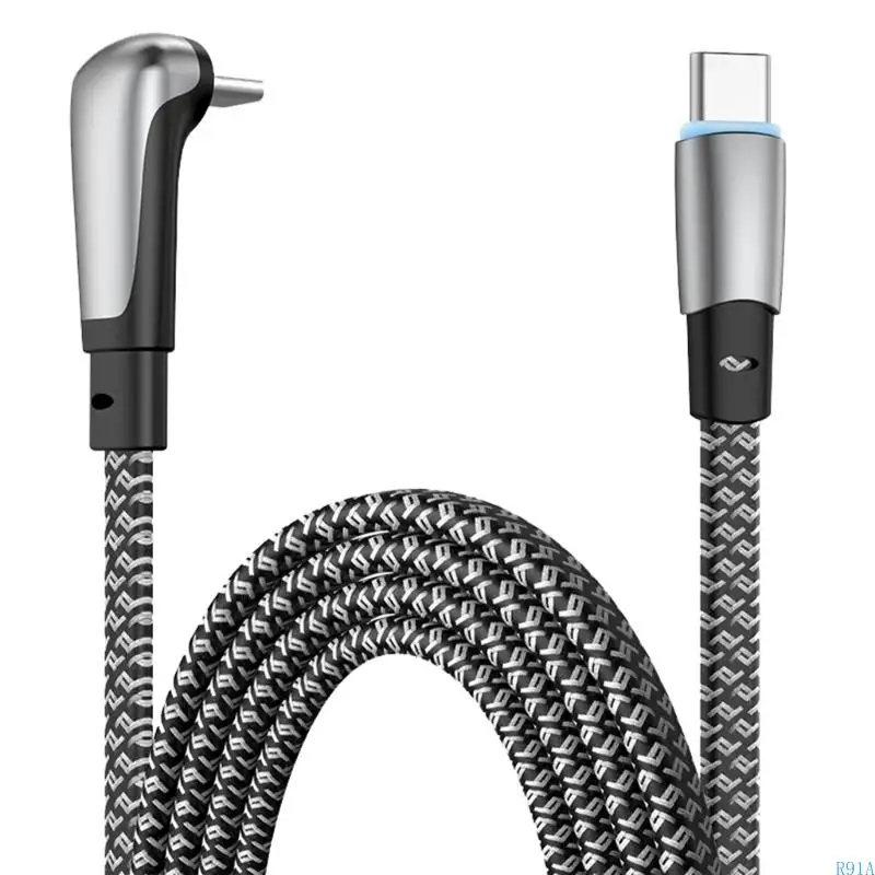 R91A Type C к типу C 90 ° Кабель кабеля локтя быстрая зарядка и передача данных PD60W подачи питания для нескольких устройств