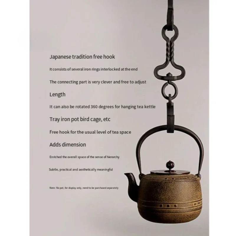 imported iron pot with free hook, cast iron Japanese style hook, hanging hook, tea ceremony accessories