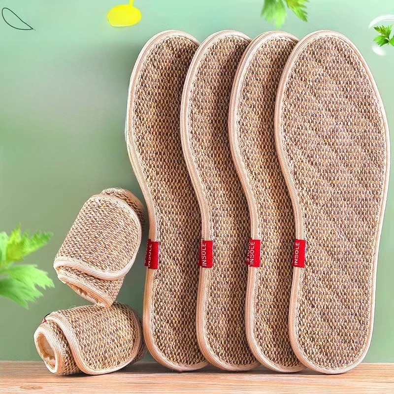 نعال داخلية مضادة للرائحة من القطن والكتان من Mugwort، ونعال ناعمة، وامتصاص قوي للعرق، وتهوية وإزالة الروائح الكريهة