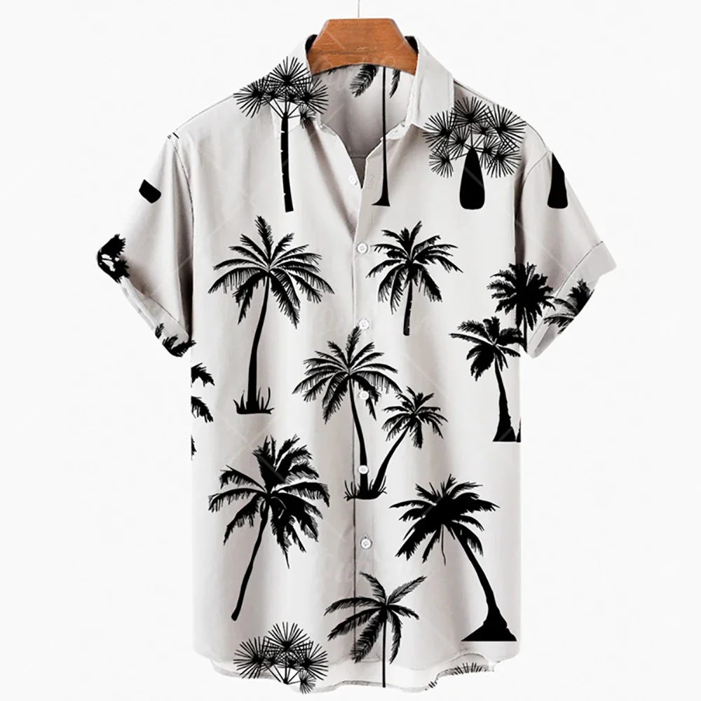 2022 Hawaiian Shirt 3D T-shirt Coconut Tree Pattern Man Vacation Casual Beach Tee