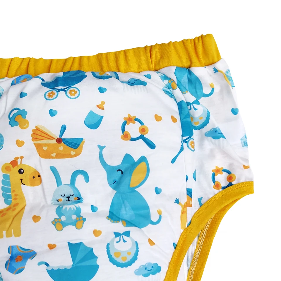 DDLG Adult Printed Trainning Pant Waterproof Adult Baby Nappies Brief With Padding  Potty Underweaer Panties For Men