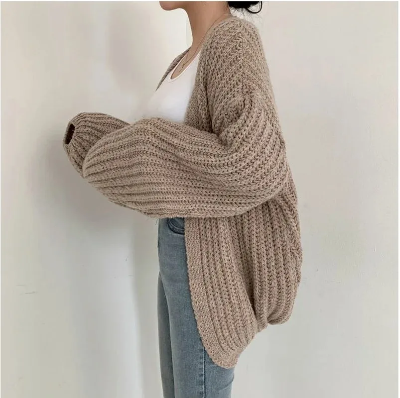 Hollow Lazy Wind Y2k Sweater Vintage Casual Lantern Sleeve Knitted Women Cardigan Harajuku Sweater Autumn Tops Coat 23328