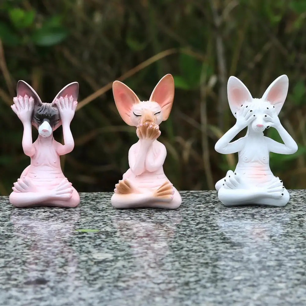 

Meditation Cat Figurine Resin Buddha Hairless Cat Ornaments Sit in Meditation Zen Cat Sculpture Home Decor Resin Cats Sculpture