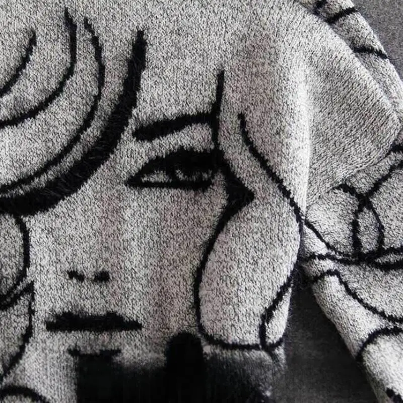 

Mid-Long Cardigans Japanese Womens Spring Contrast Knit Edge Hollow Material Cropped Harajuku Casual Curved Mid-Sleeve Grid Slim