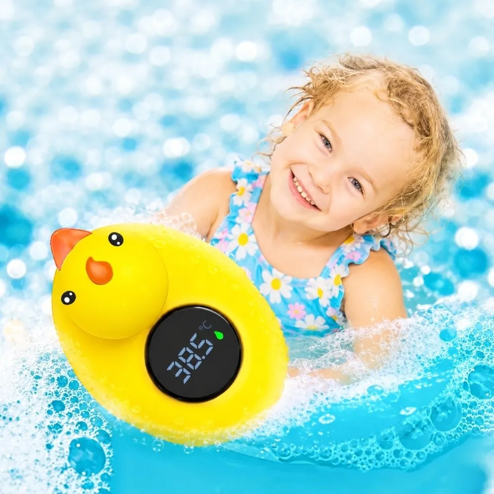 Little Yellow Duck Bath Thermometer Cartoon Floating Bath Temperature Monitor Waterproof LED Display Shower Water Indicator