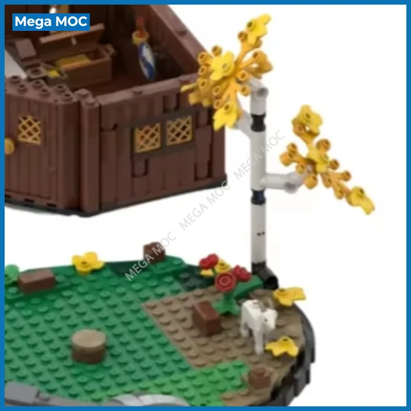 Medieval Autumn Cottage MOC Building Blocks Rustic Fall Country House Model DIY Brick Set Desktop Collectible Display