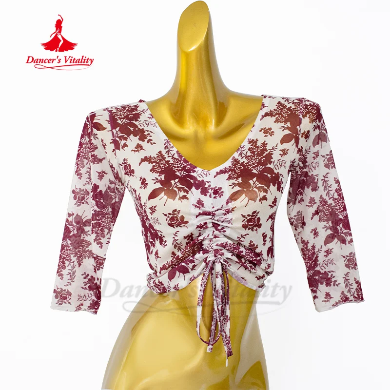 Одежда для занятий танцем живота для женщин, удобный дышащий сетчатый топ для практики, тренировочные топы для восточных танцев