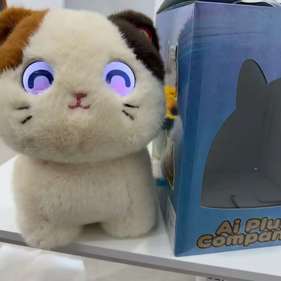 Tuya Smart AI Plush Robot LED Eyes & Voice Control, Interactive Smart Toy USB Rechargeable Companion for Kids Gifts/Smart Home