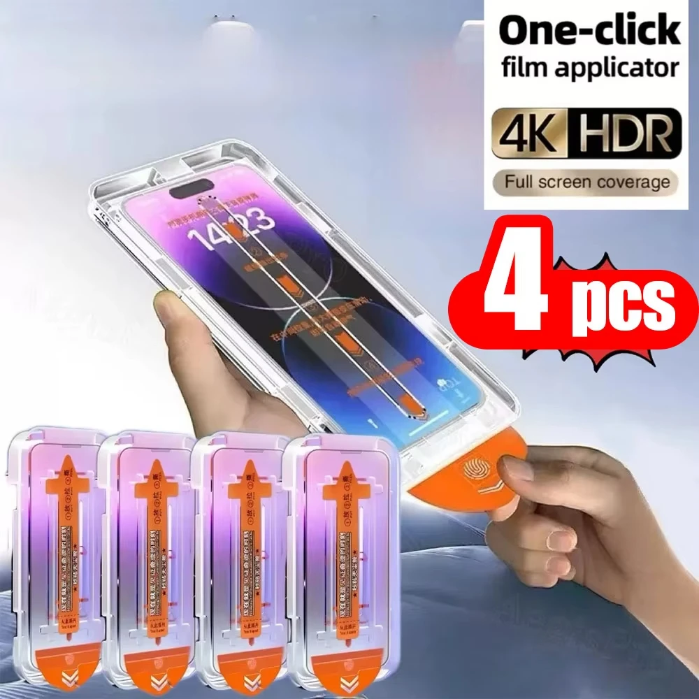 

1/2/3/4PCS Dust Free Easy Installation Screen Protector For iPhone 17 Pro Max 16e 16 15 14 13 12 11 XS Air XR HD Tempered Glass