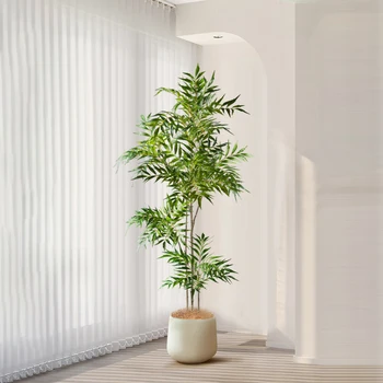 78-140cm Large Artificial Tree Real Touch Palm Tree Plastic Nandina Leaves Faux Tall Bamboo Plants For Home Garden Office Decor 1