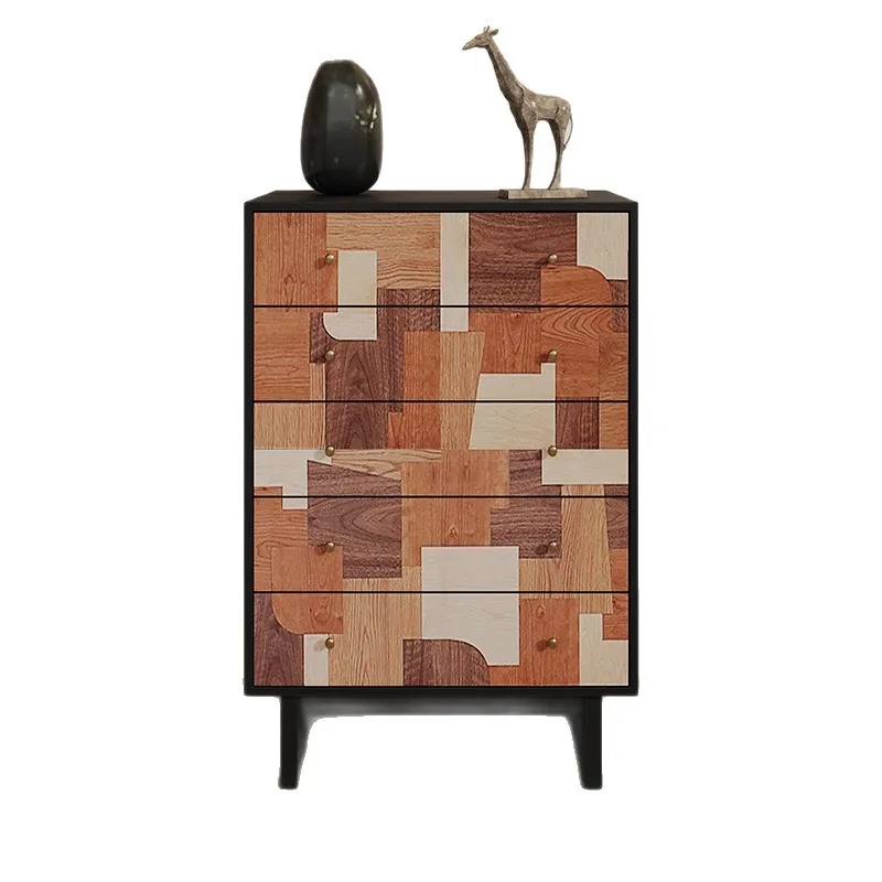 

Medieval solid wood chest of drawers, household living room against the wall storage, retro entrance cabinet