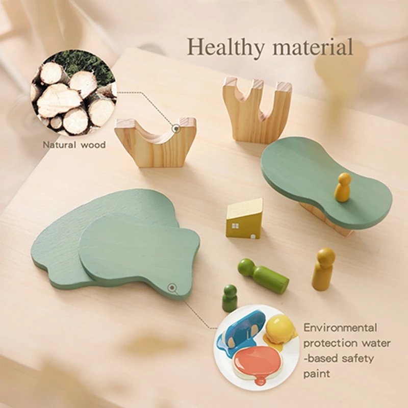 Forest Building Blocks Wooden Montessori Toys Creative 3D Puzzle Scene Placement Game Baby Balance Toy Room Decoration Baby Gift