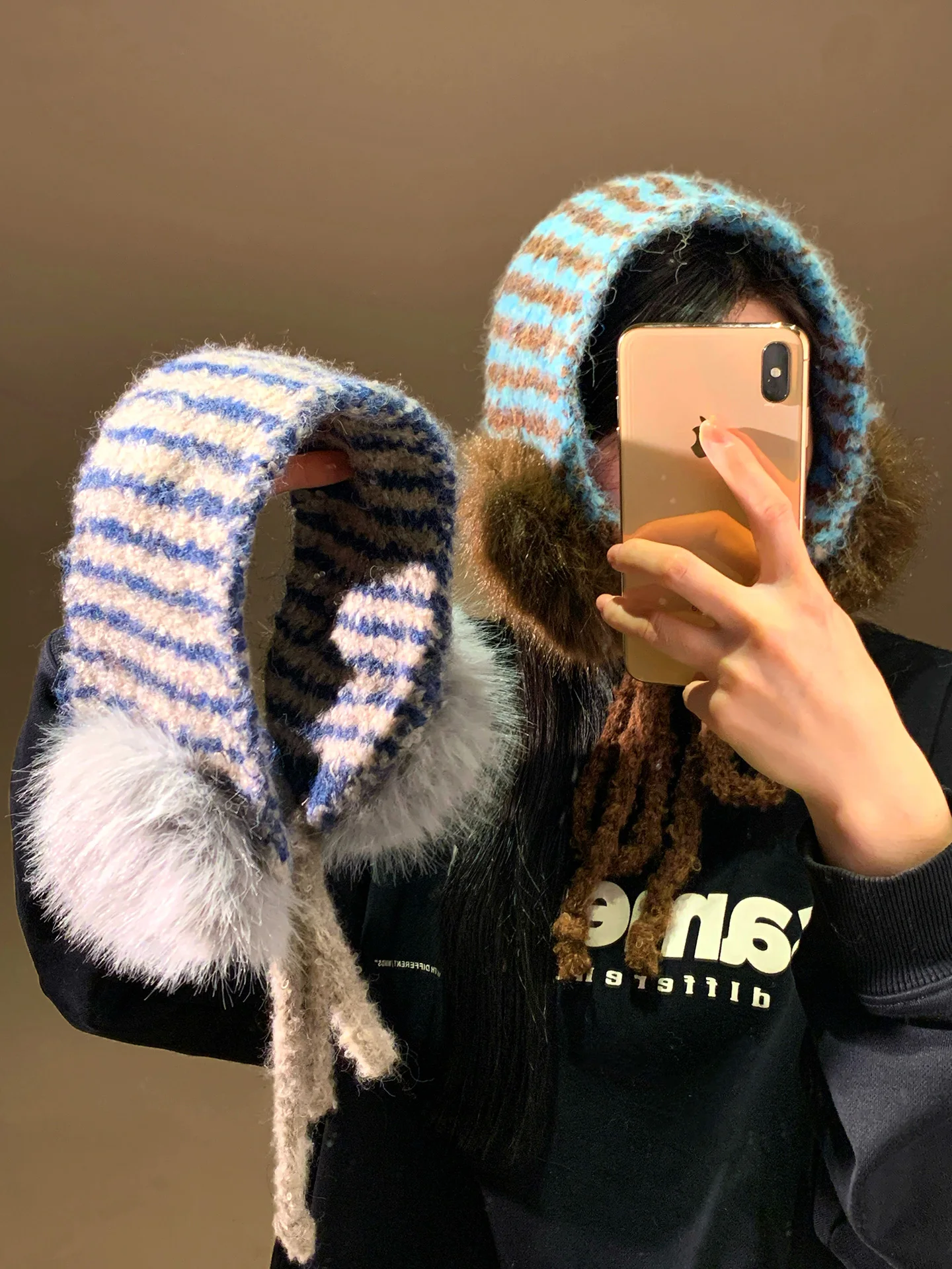 cache-oreilles-en-peluche-tricotee-de-style-coreen-mignons-pour-femmes-chauds-pour-l'hiver-protegeant-des-froidures-coussinets-d'oreille-pour-le-cyclisme-motif-a-rayures-et-boules