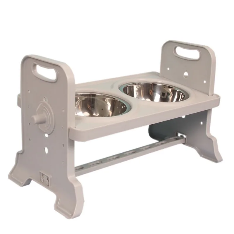 Pet height adjustable dining table cat small dog dining table double bowl stainless steel dog