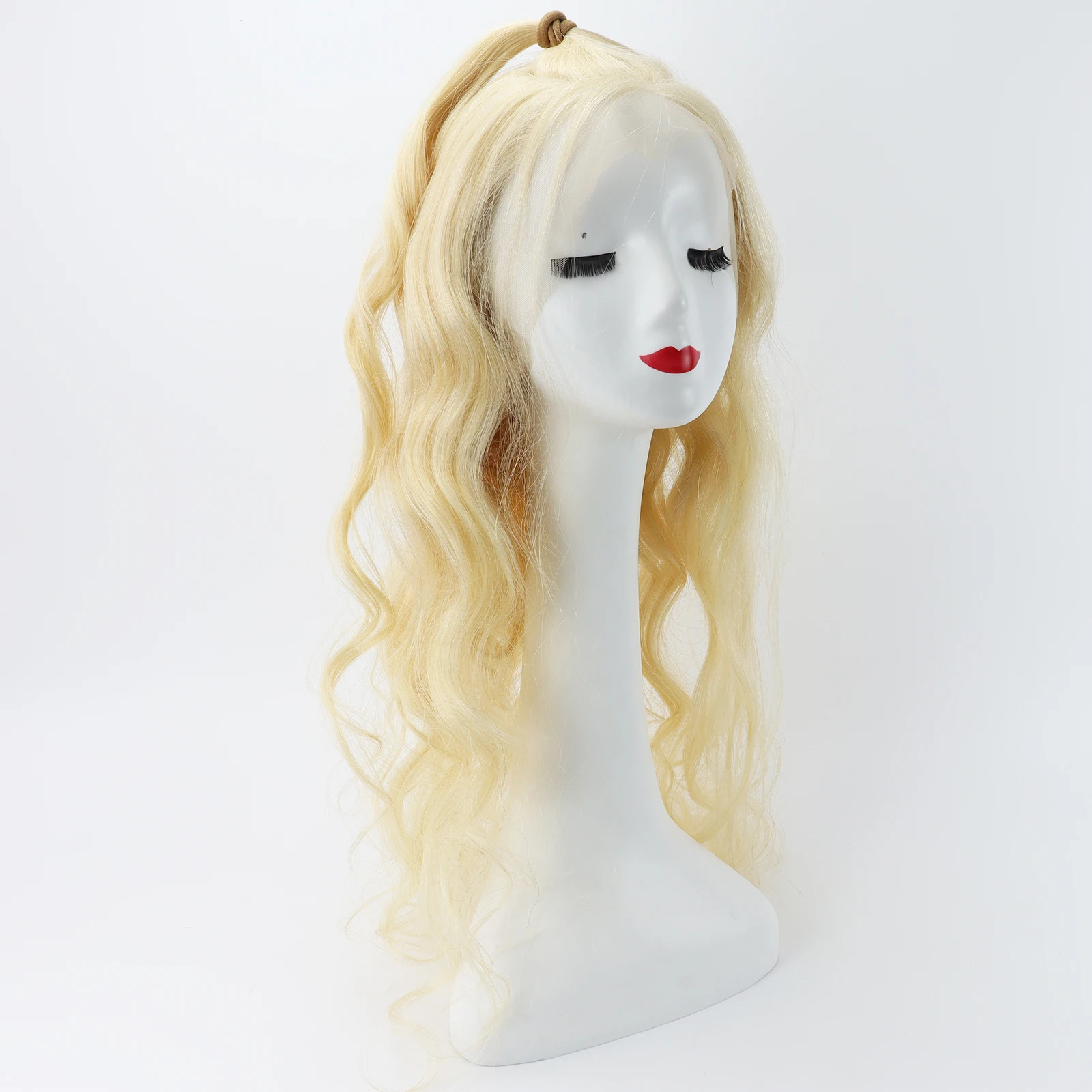 

Light Blonde Human Hair Wig Full Lace Silk Top Natural Wave #613 Peruvian Remy Hair Transparent Lace Silk Base Wigs Glueless