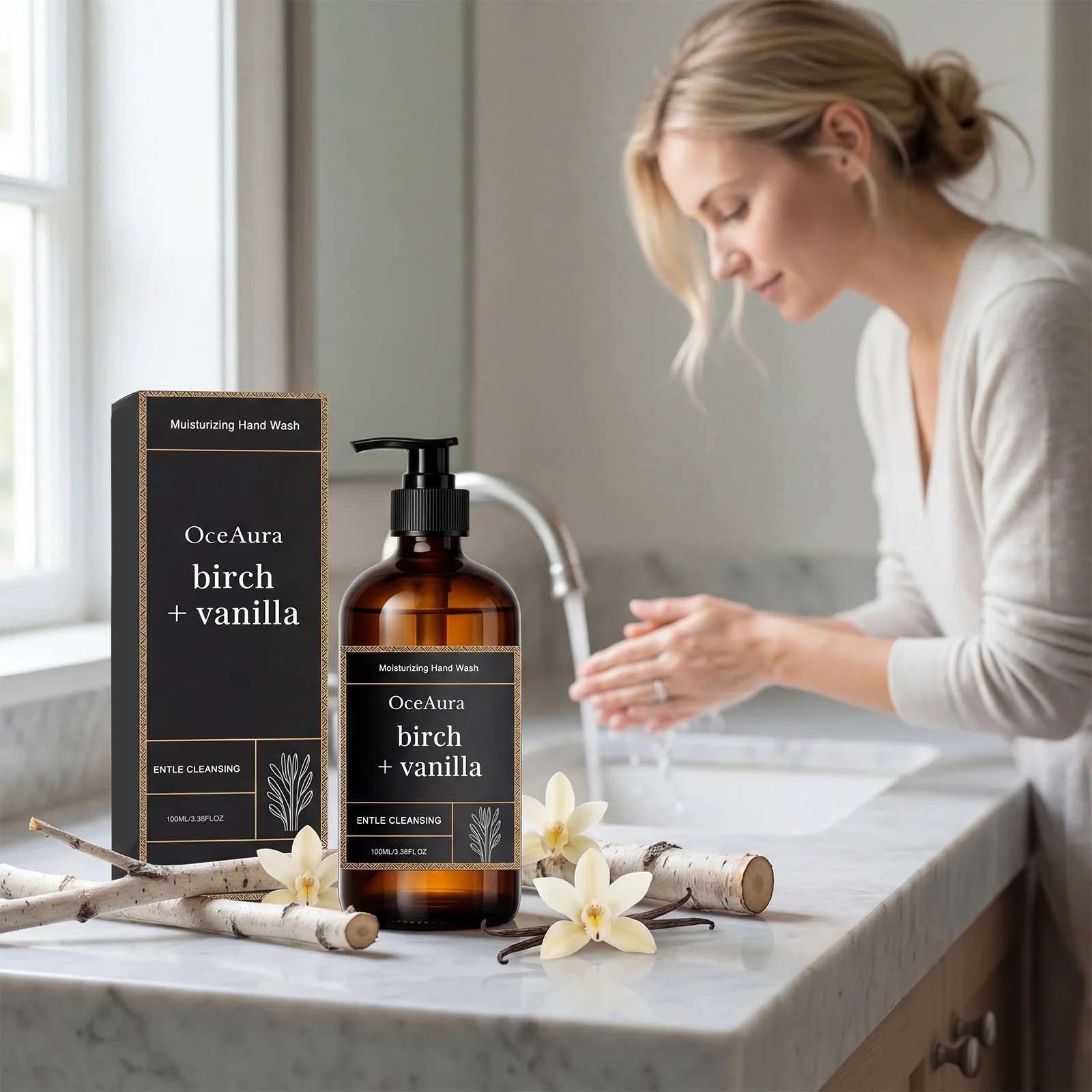 Moisturizing Hand Wash Vanilla Extract Nourishing Liquid Soap Gentle Cleansing Hand Soap for Daily Use Soft Hands Family Care