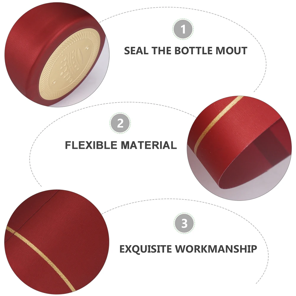 

25 Pcs Red Wine Cap Bottle Shrink Caps Foil Capsules Pvc Wrap for Sealing Lid Cover Protector Sleeves Heat End