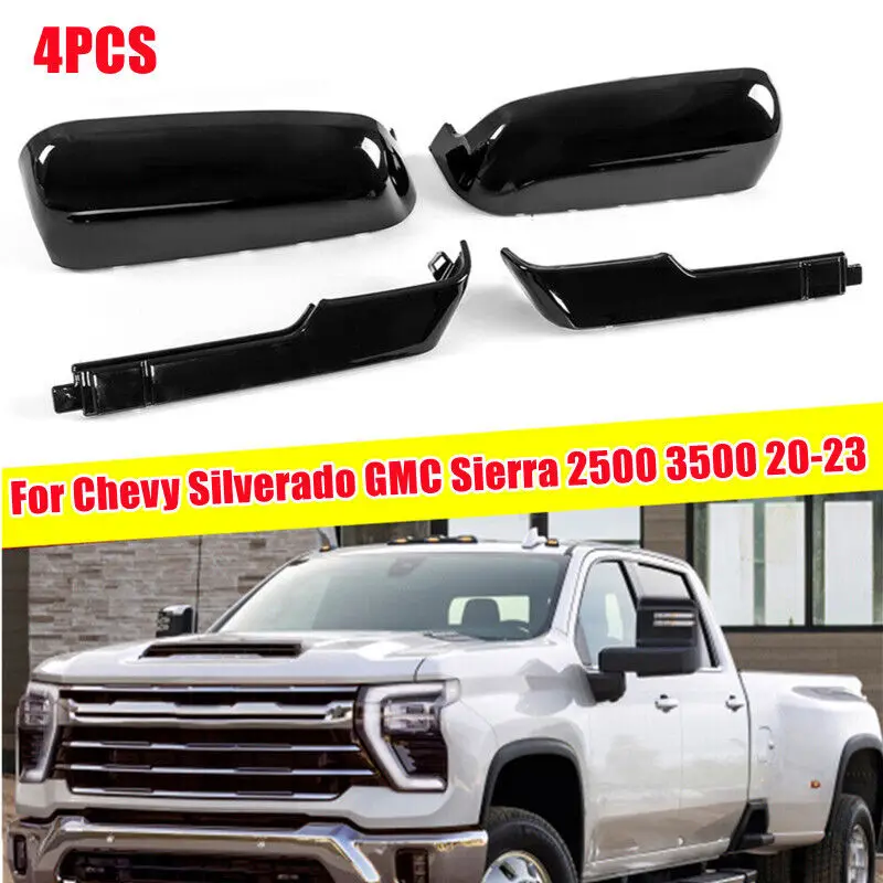 

For Chevy Silverado GMC Sierra 2500 3500 2020-2023 Car Rearview Side Mirror Cover Wing Cap Exterior Door Rear View Case Trim