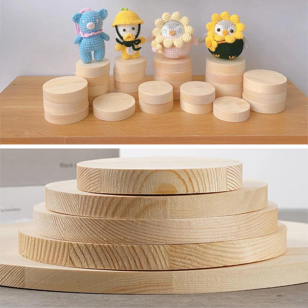 10pcs 1cm thick round solid wood sheet sand table building model material DIY handicraft round wood for painting home decoration