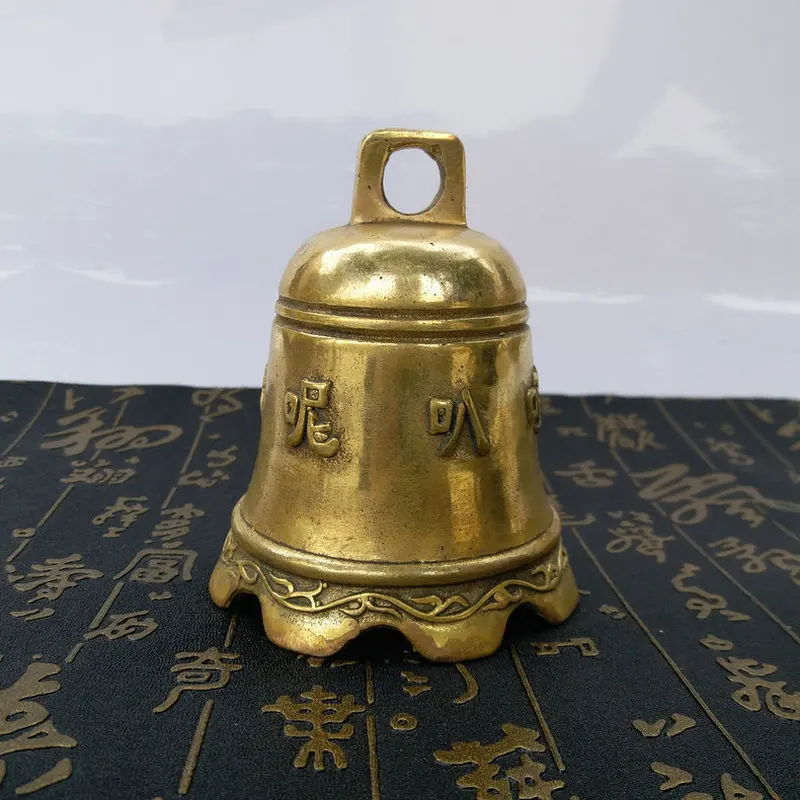 Handmade Brass Craftwork, Small Six-Character Mantra Clock Sculpture, Metal Decorative Craft