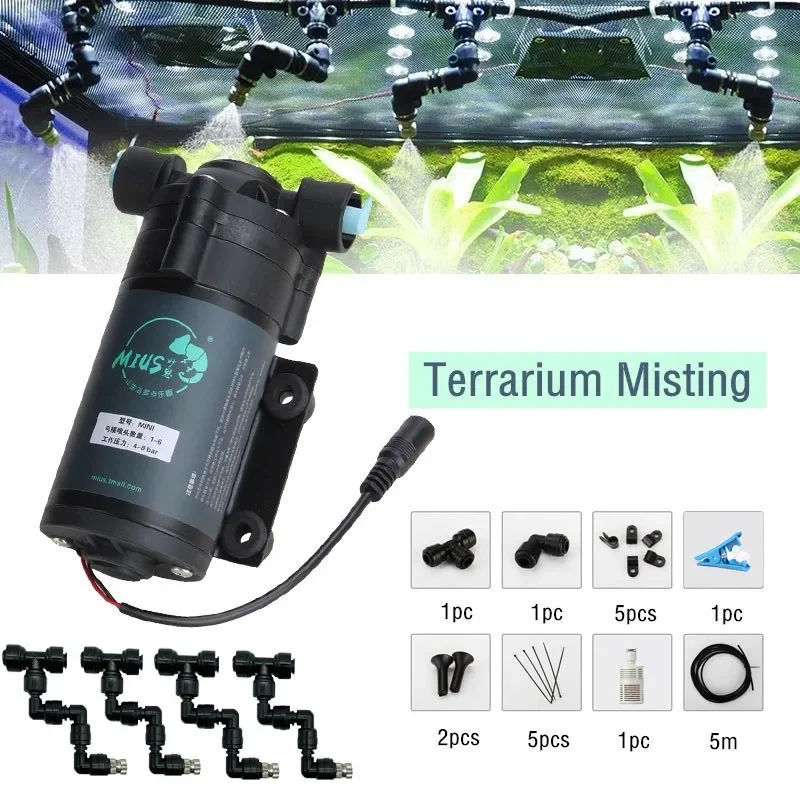 Reptile Rainforest Misting Spray System Greenhouse Humidification Cooling Irrigation Nebulizer Tools Terrarium Spraying Device