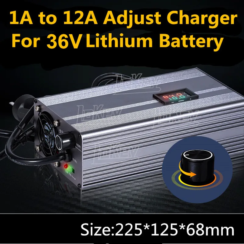 

1A to 12A adjust Smart 36V Charger with LCD display for 10S 42V 12S 50.4V li ion 13S 43.8V lifepo4 Scooter lithium battery