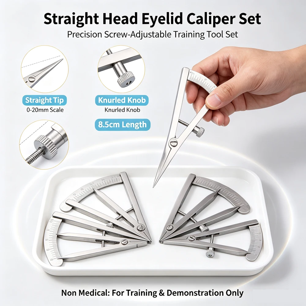Surgical Caliper 20mm Straight Ophthalmic Eye Instrument Tool with Screw Adjustment Stainless Steel Titanium Alloy