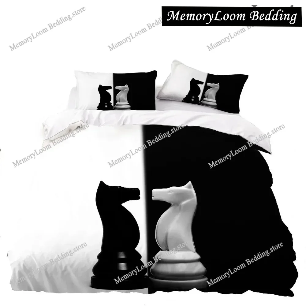 

Black White Checkerboard 3D Printed Bedding Set Chess Quilt Cover Adult Duvet Cover Luxury Quilt Cover with Pillowcase