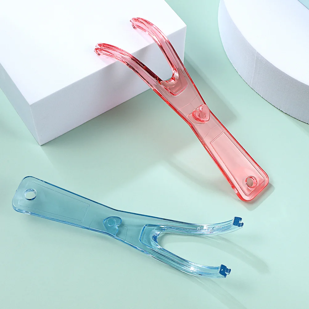 2 Pcs Dental Floss Holder Flossers Toothpicks Household Sticks Teeth Cleaning Supplies Plastic Thread Travel Child for Handle