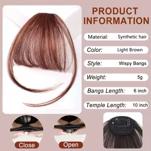 Fake Air Bangs Hair Styling Tools Hair Clip-In Extension Synthetic Hair Fake Fringe Natural False Hairpiece Women Clip In Bangs - Image 9