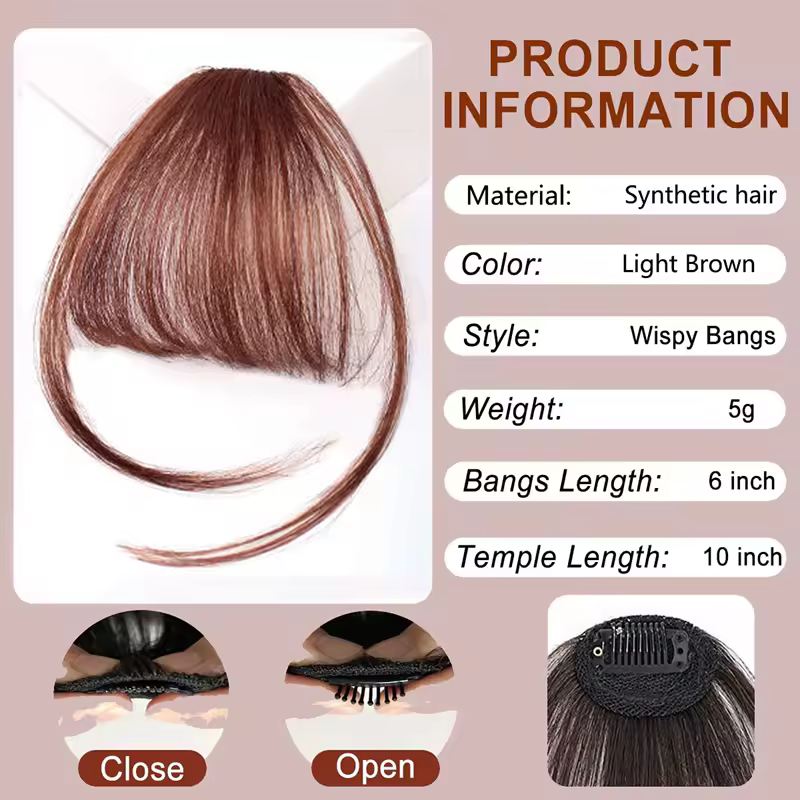 Fake Air Bangs Hair Styling Tools Hair Clip-In Extension Synthetic Hair Fake Fringe Natural False Hairpiece Women Clip In Bangs - Image 9
