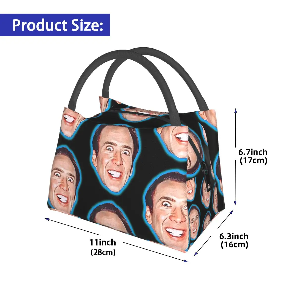 Crazy Nicolas Cage Lunch Bag Nick Cage Fun Lunch Box Picnic Portable Thermal Lunch Bags Custom Cooler Bag